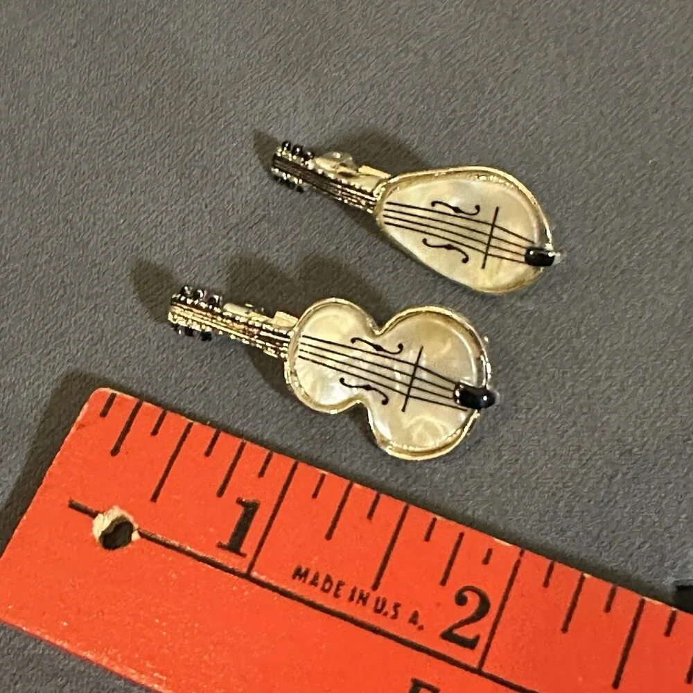 Vintage Mother Of‎ Pearl Set Of Two Mother Of Pearl Brooch Guitar And Mandolin